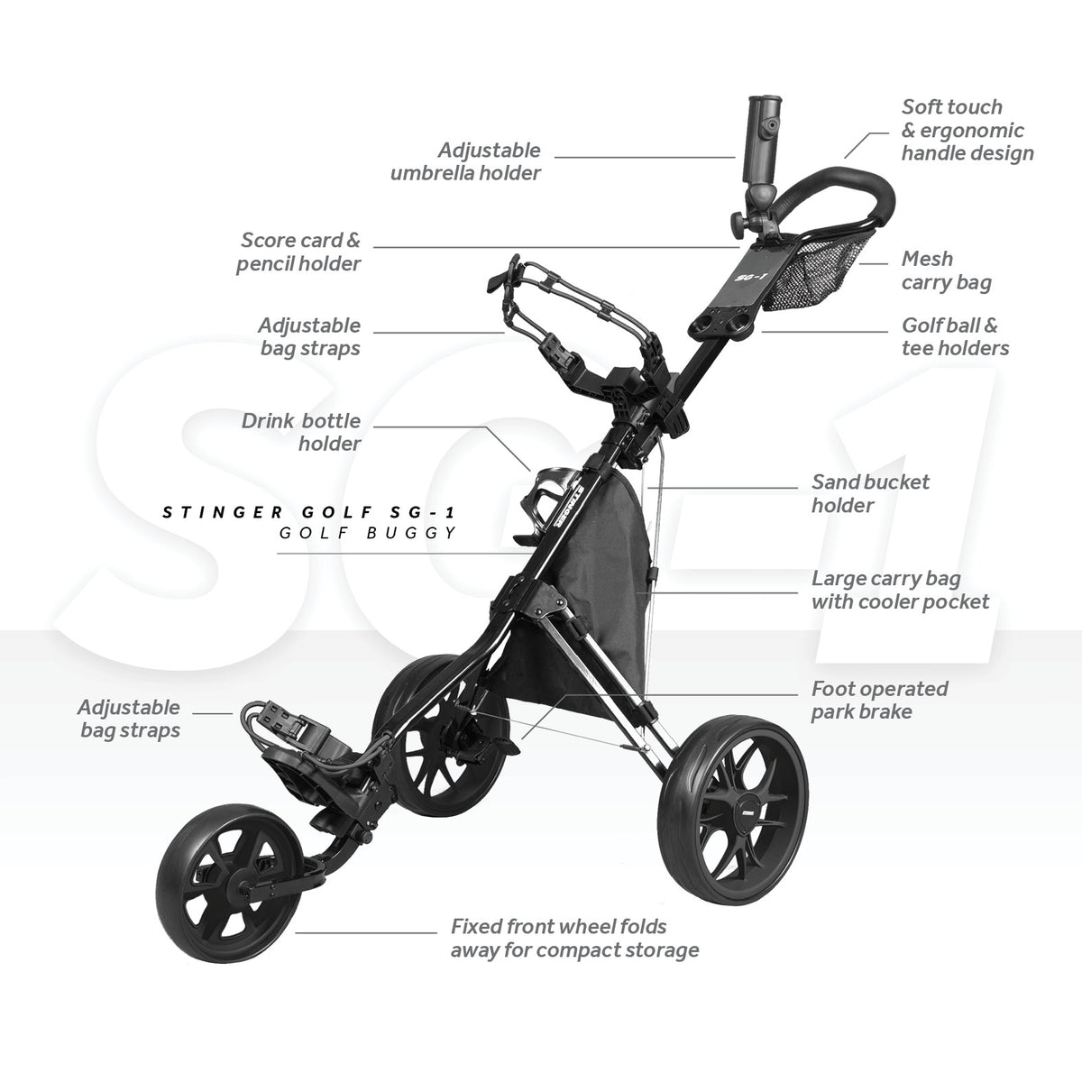 Stinger SG1 Golf Buggy & Golf Bag Bundle Stinger Golf Products