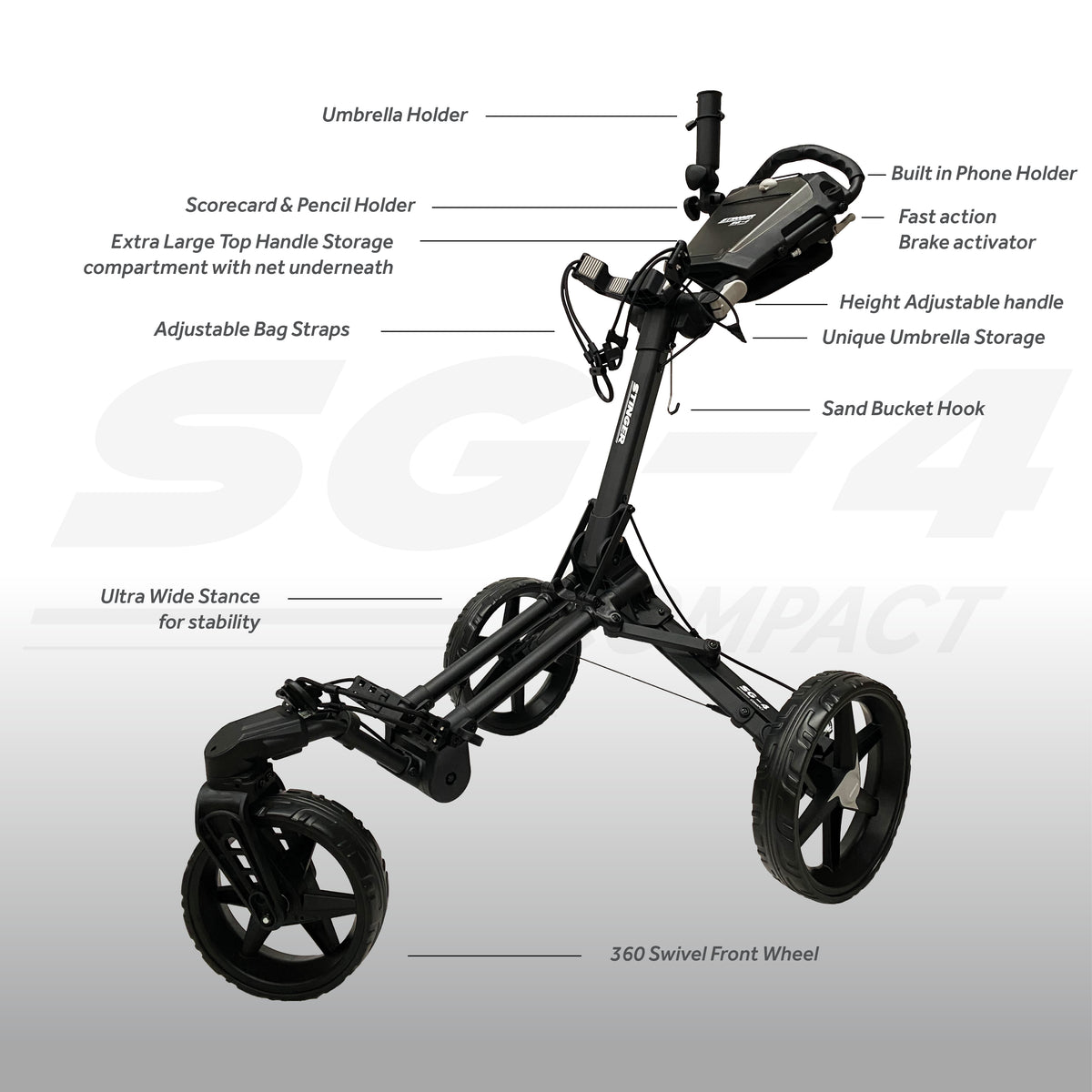 Stinger SG-4 Compact Golf Push Buggy Stinger Golf Products