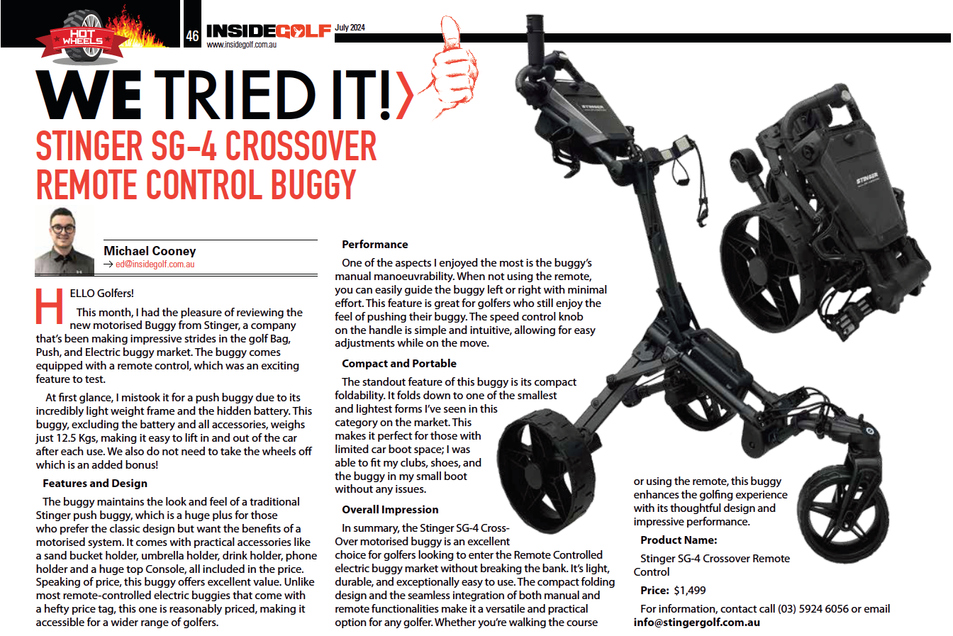 SG 4 Crossover Remote Control Electric Golf Buggy Stinger Golf Products