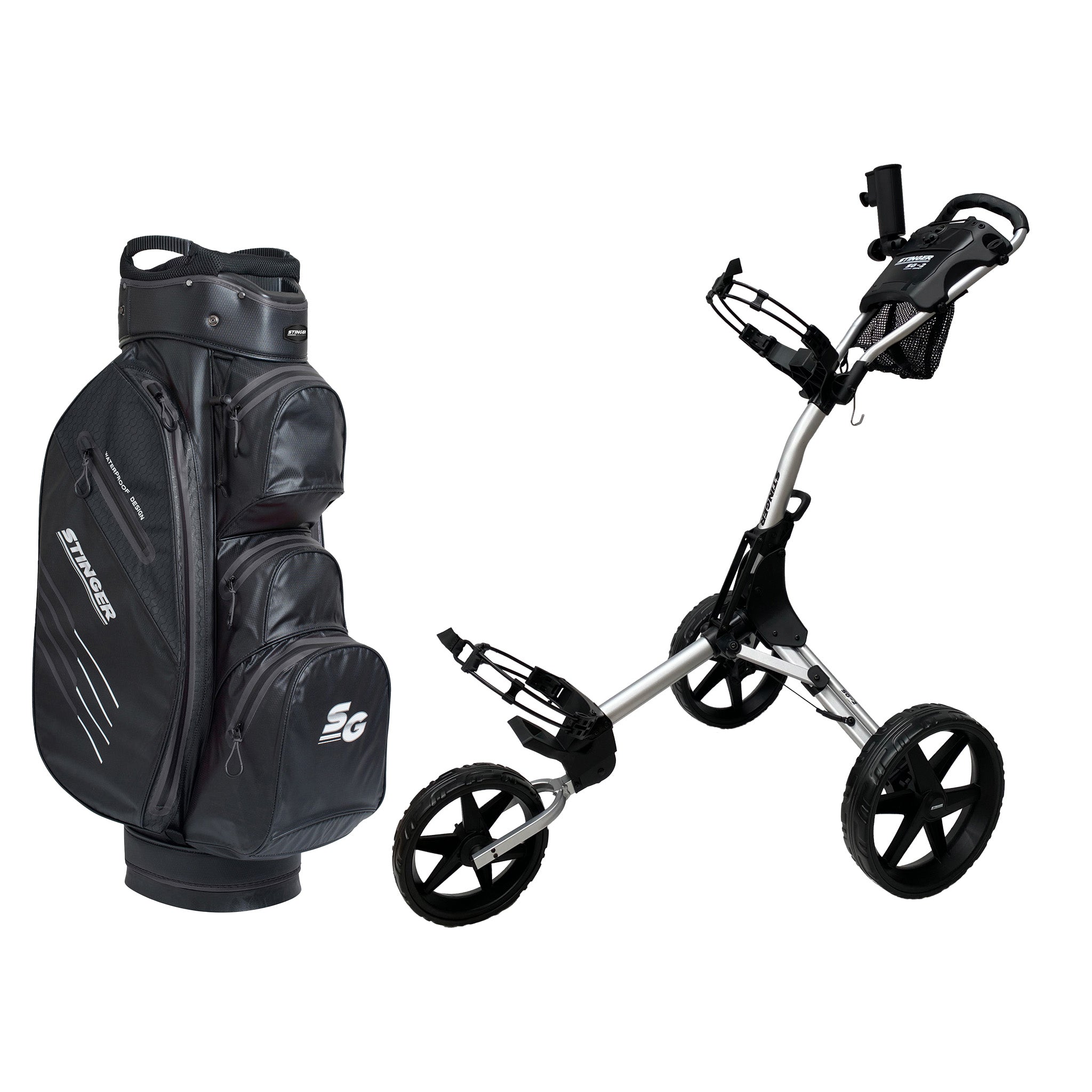 Stinger SG-2 Compact Golf Buggy & Golf Bag Bundle