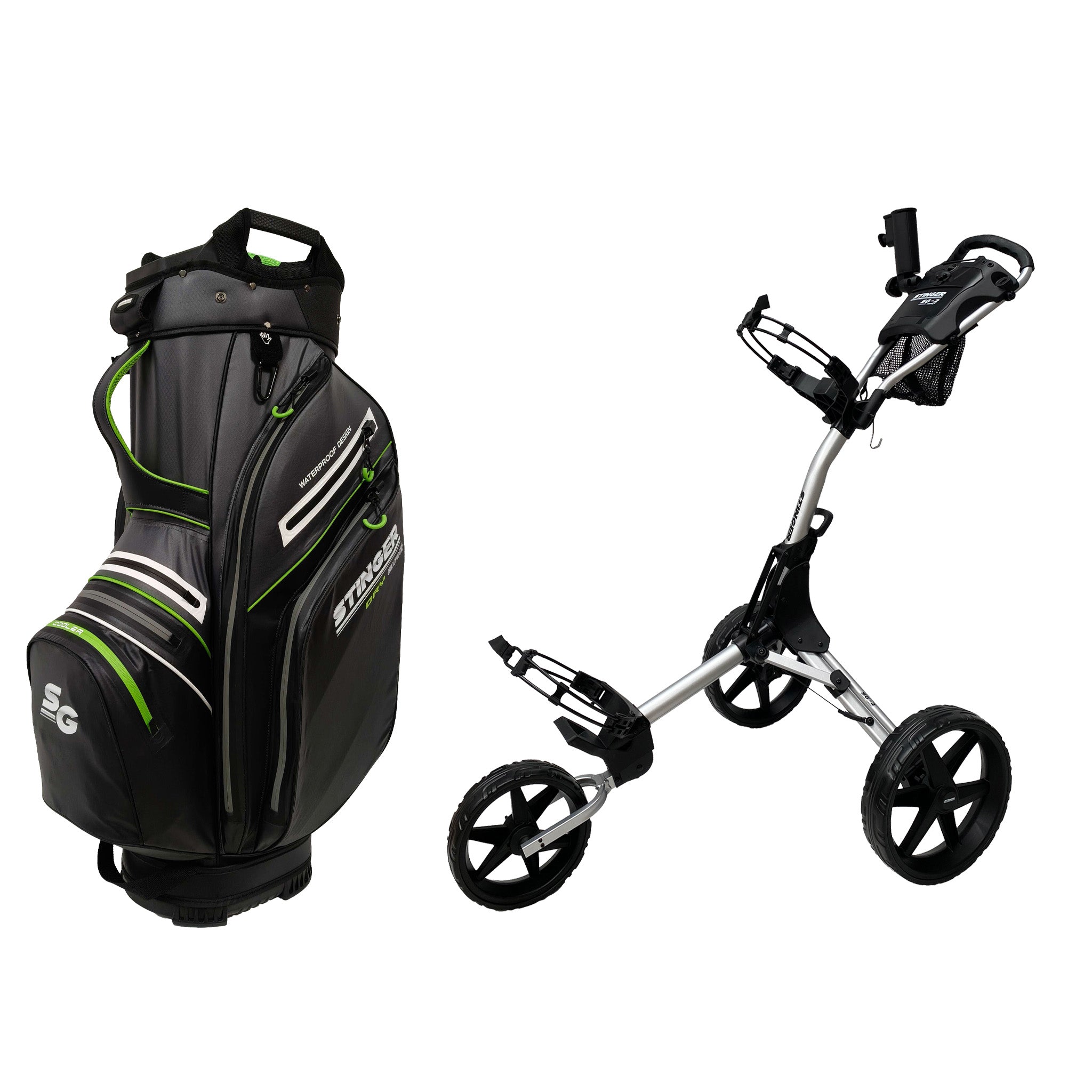 Stinger SG-2 Compact Golf Buggy & Golf Bag Bundle
