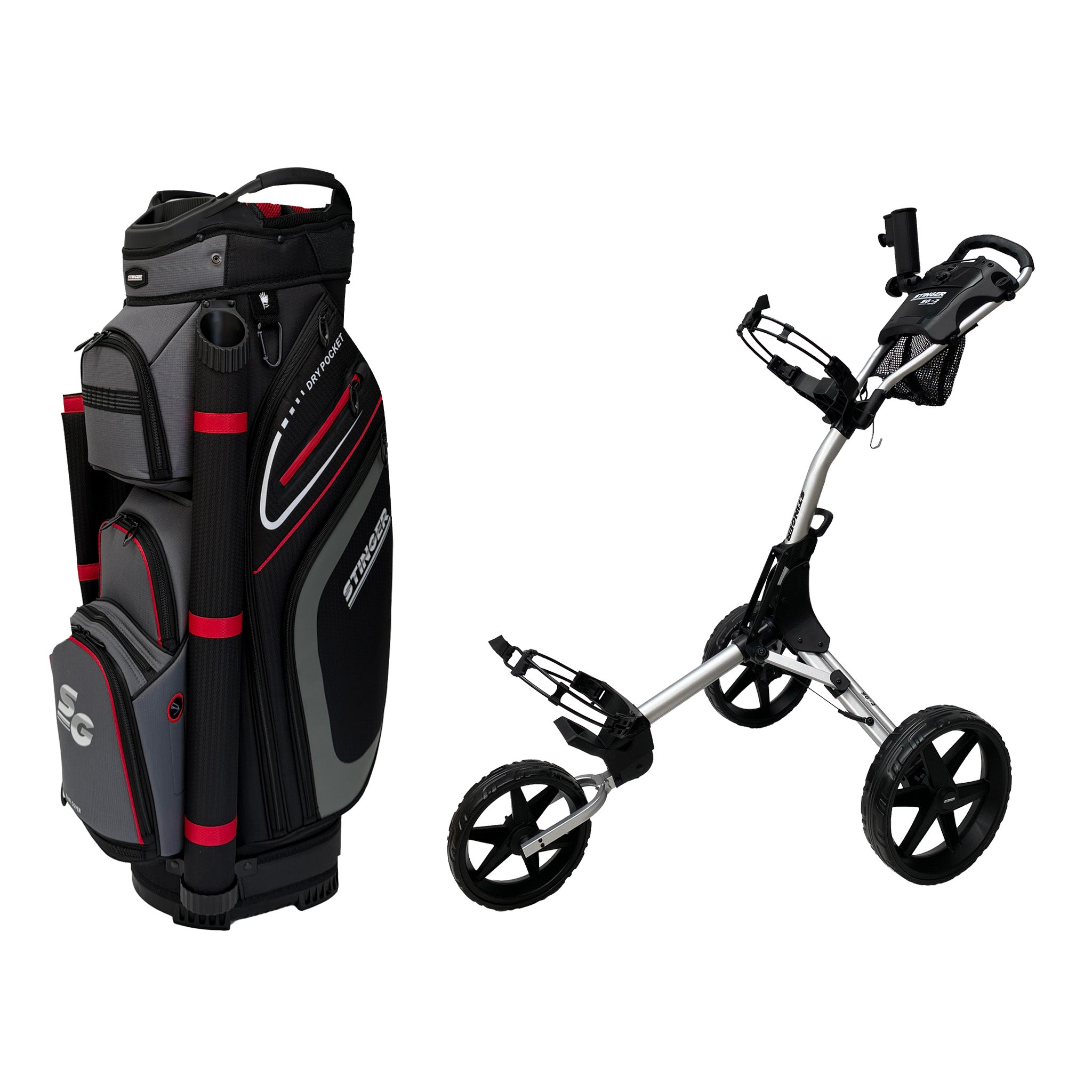 Stinger SG-2 Compact Golf Buggy & Golf Bag Bundle
